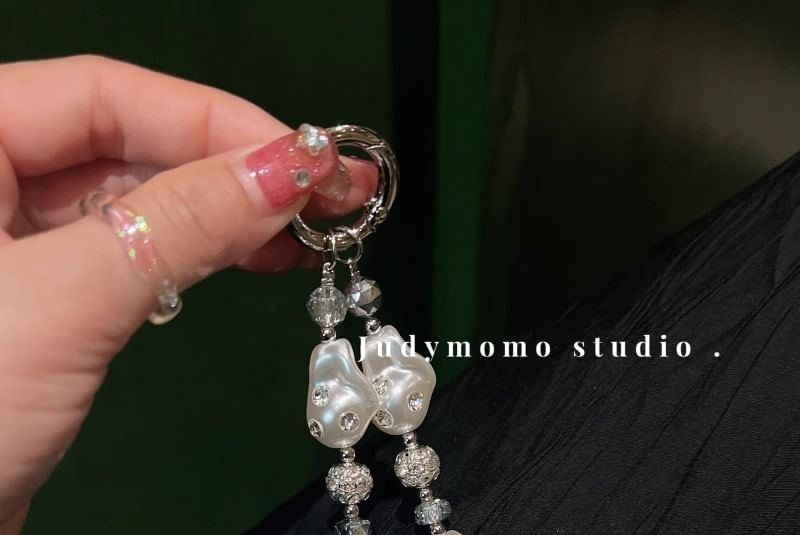 Irregular Strap Pearl Phone Rhinestone Faux
