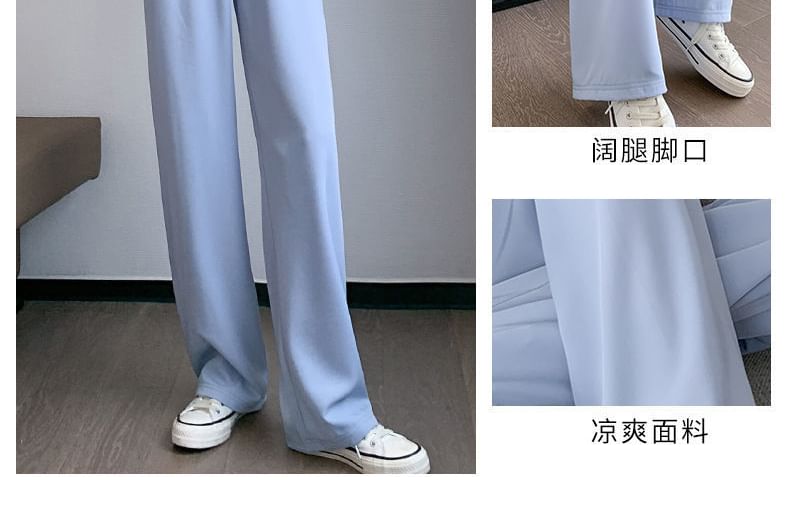Straight Pants Waist Leg Designs) Plain (Various Elastic