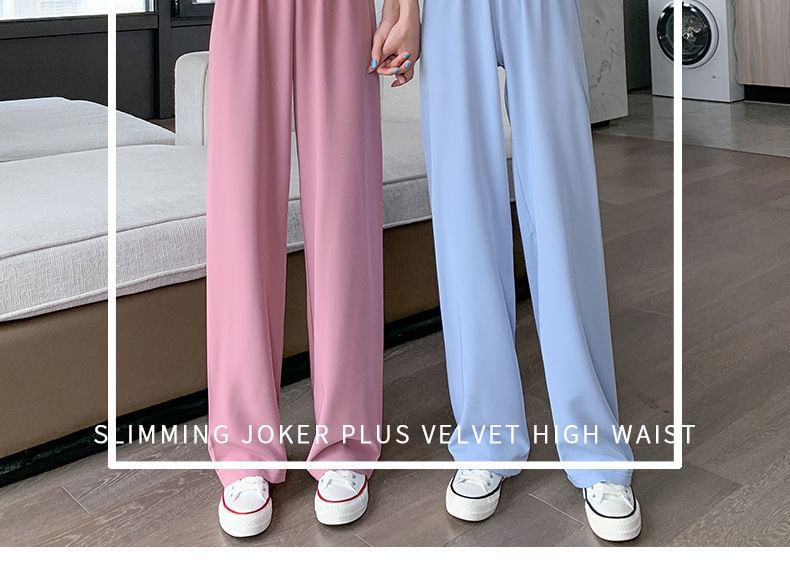 Straight Pants Waist Leg Designs) Plain (Various Elastic