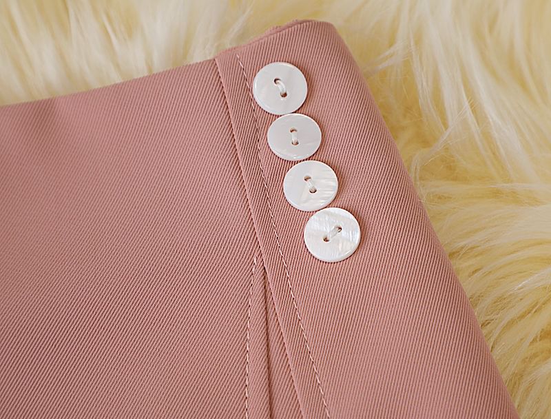 Mini Waist Skirt High Plain A-Line Button Panel