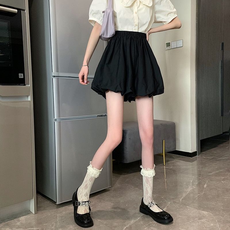 Mini A-Line Waist Balloon Plain Elastic Skirt