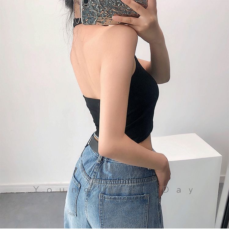 Halter Plain Top Crop