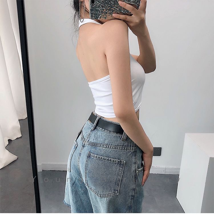 Halter Plain Top Crop