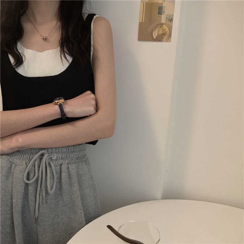 Tank Neck Mock Piece Two Knit Top Scoop