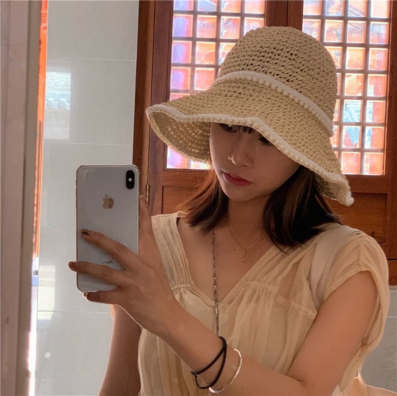 Pearl Sun Faux Hat Straw
