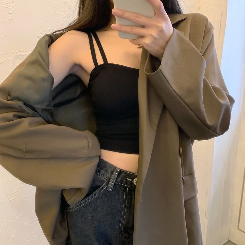 Top Plain Strappy Crop