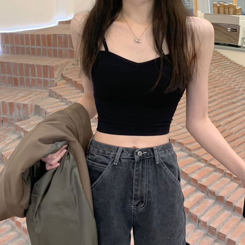 Top Plain Strappy Crop