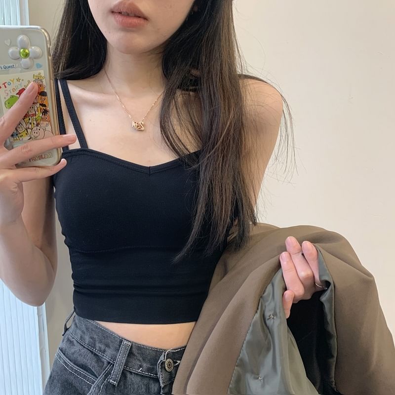 Top Plain Strappy Crop