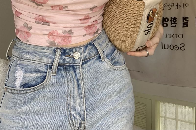 Cardigan Halter Print / Top Crop Floral Neck Plain