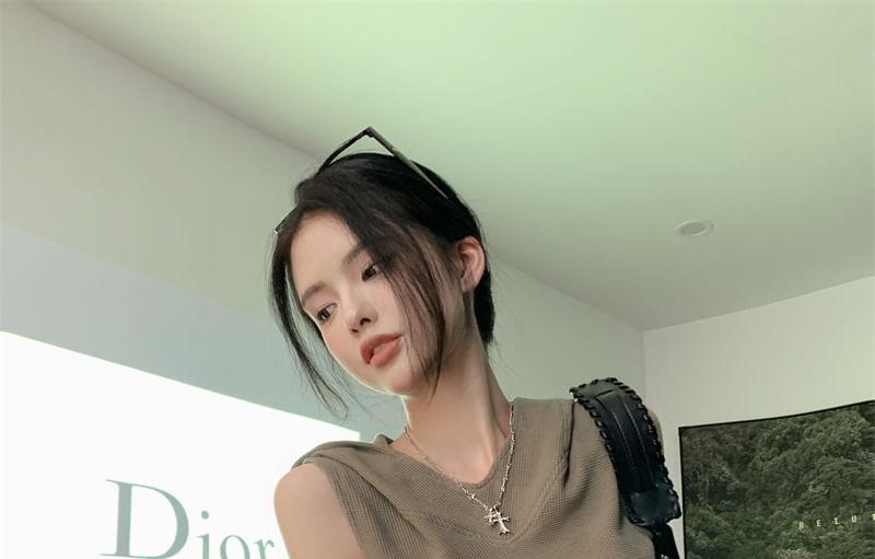 Camo Crop Top Mini / Sleeveless Print Skirt Hooded Plain