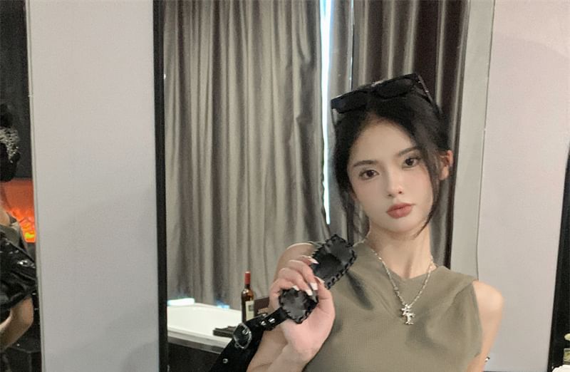 Camo Crop Top Mini / Sleeveless Print Skirt Hooded Plain