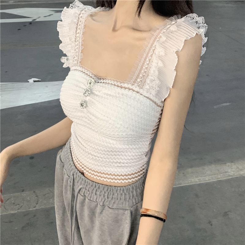 Plain Neck Tank Square Crop Top
