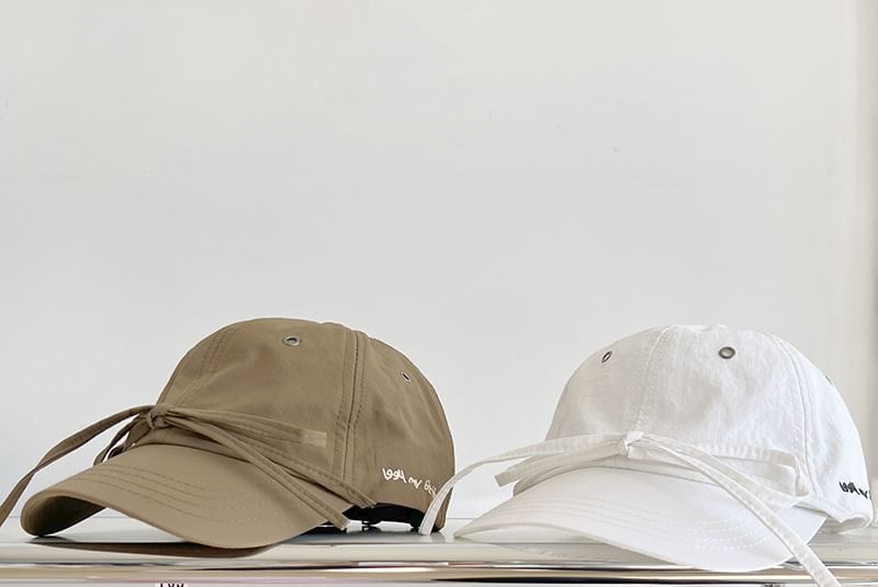 Bow Embroidered Cap Baseball Accent Lettering