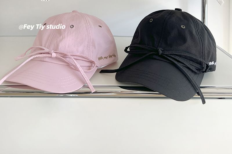 Bow Embroidered Cap Baseball Accent Lettering