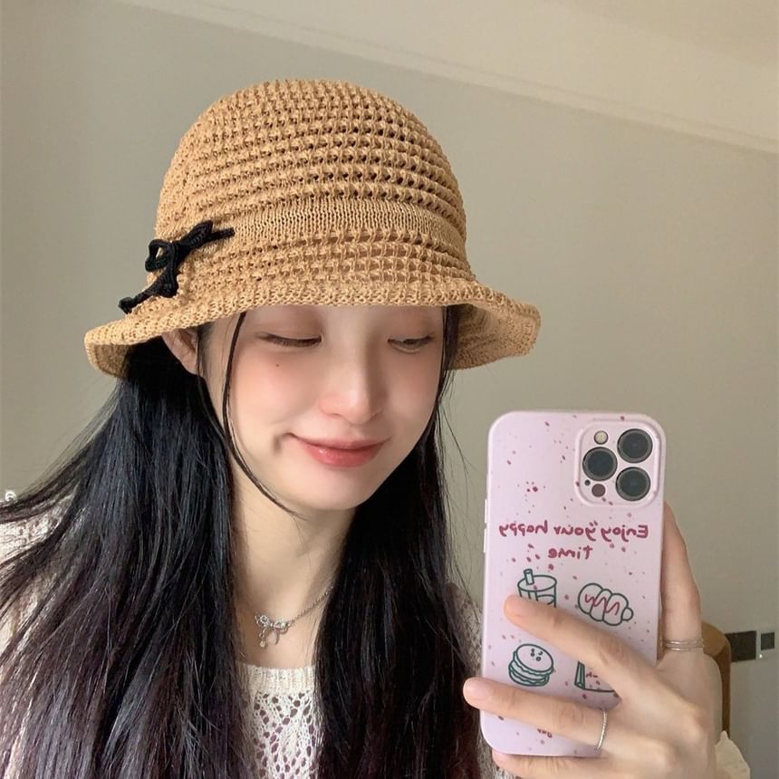Woven Accent Hat Bucket Bow