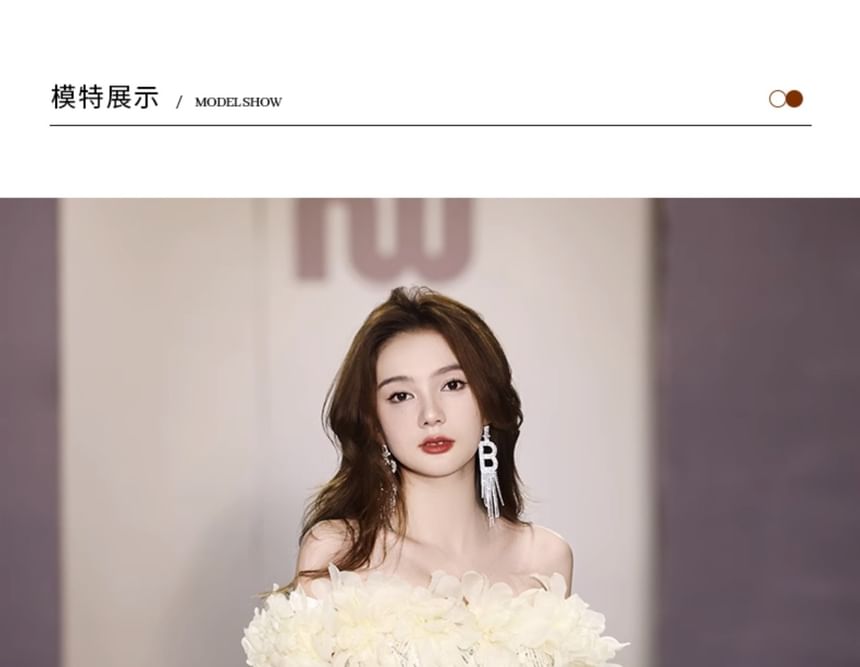 Off-Shoulder Sequin Flower Gown Mermaid Detail Evening