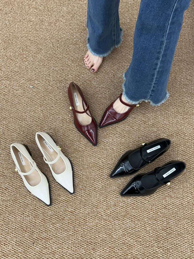 Shoes Chunky Heel Jane Pointed Toe Mary
