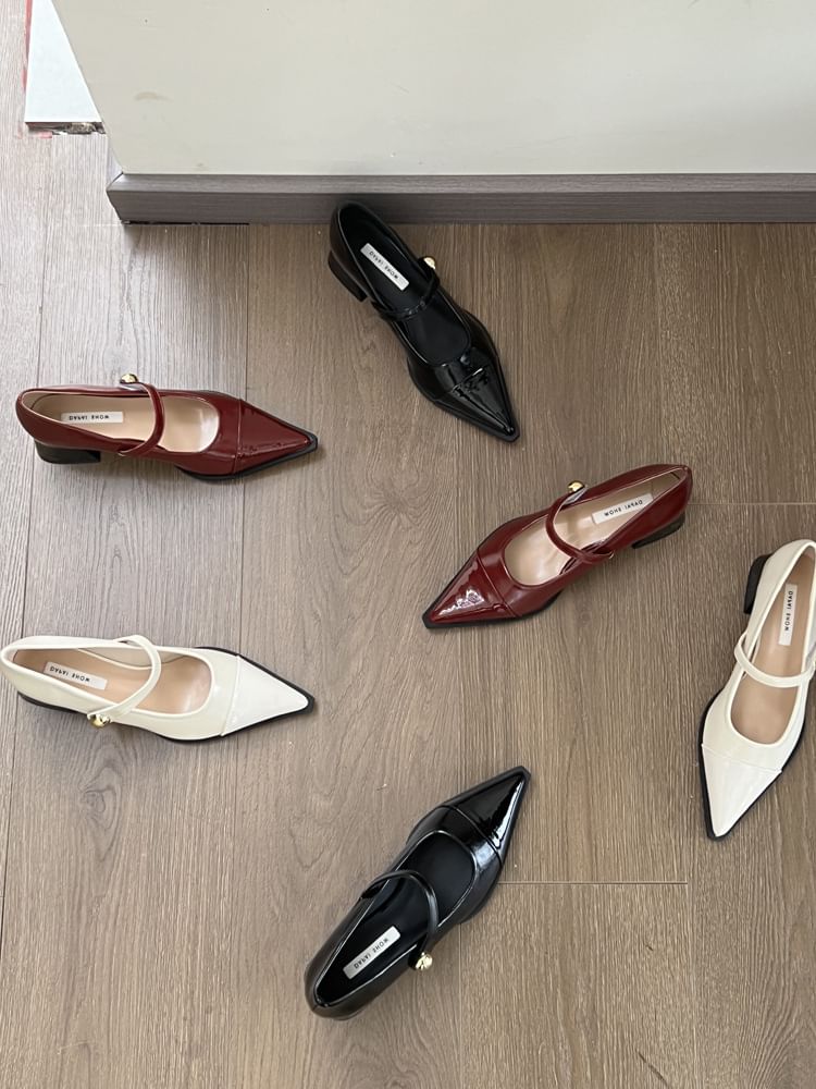 Shoes Chunky Heel Jane Pointed Toe Mary