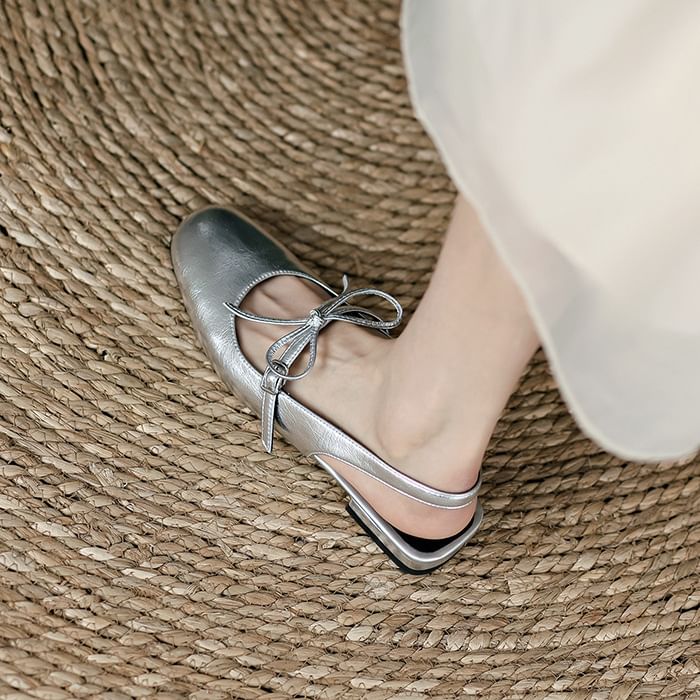 Chunky Sandals Bow Heel Slingback