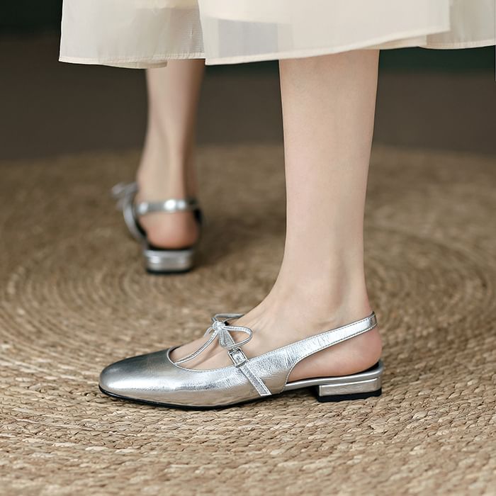 Chunky Sandals Bow Heel Slingback