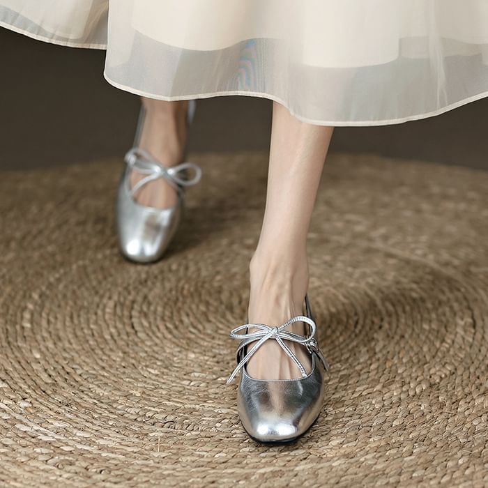 Chunky Sandals Bow Heel Slingback