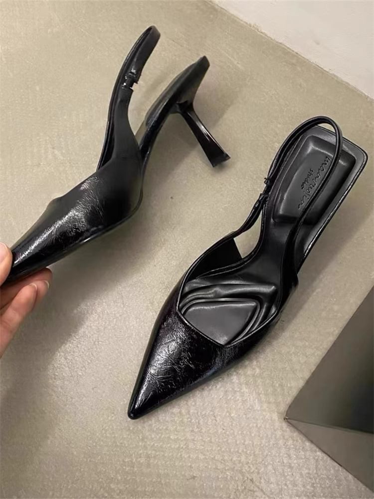 Toe Sandals Print Pointed High Leopard Heel Slingback