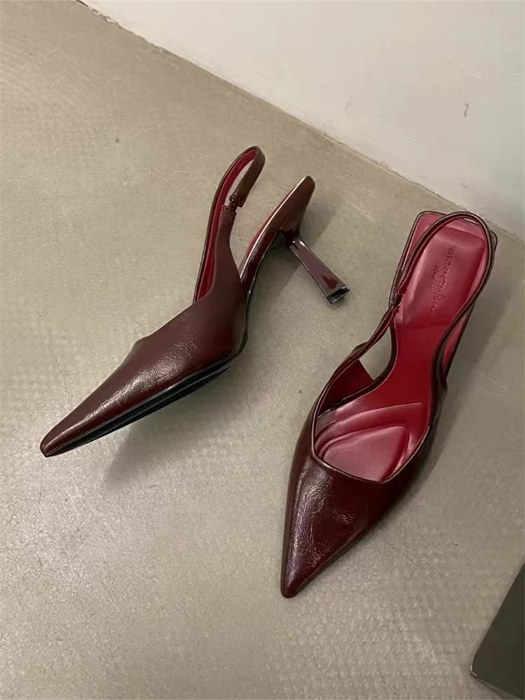 Toe Sandals Print Pointed High Leopard Heel Slingback