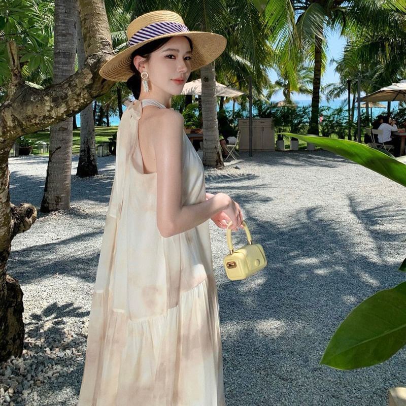 Maxi A-Line Dress Floral Sleeveless