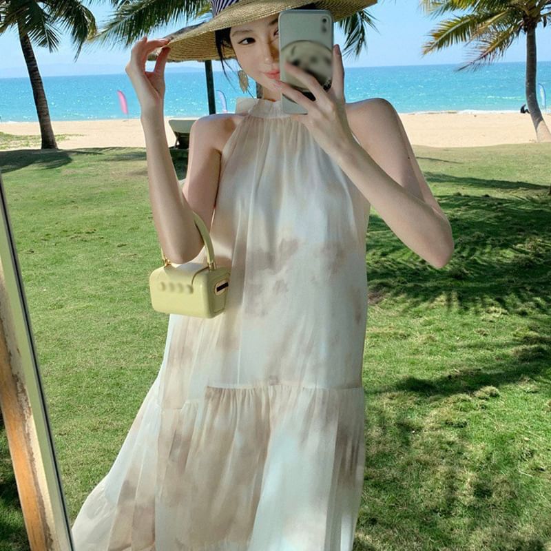 Maxi A-Line Dress Floral Sleeveless