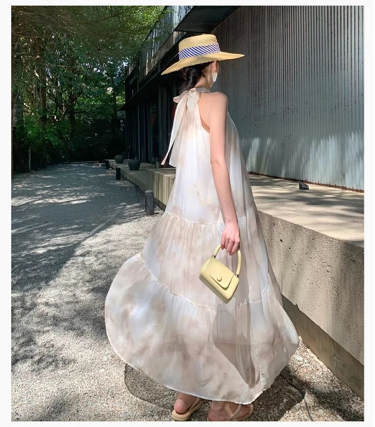 Maxi A-Line Dress Floral Sleeveless