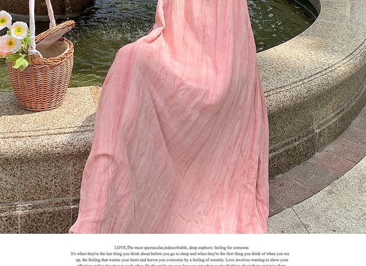 Strap Spaghetti A-Line Plain Dress Maxi