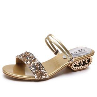 Heel Low Sandals Sequin
