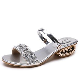 Heel Low Sandals Sequin