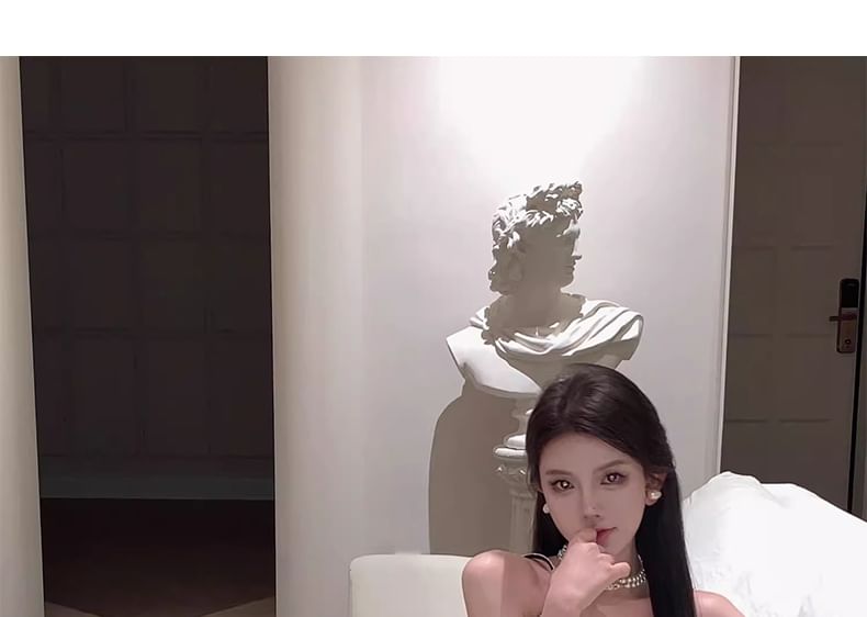 Mermaid V-Neck Spaghetti Evening Sequin Gown Strap