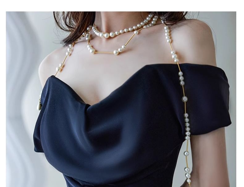 Plain Gown Off-Shoulder Evening Ruched Trained Mermaid