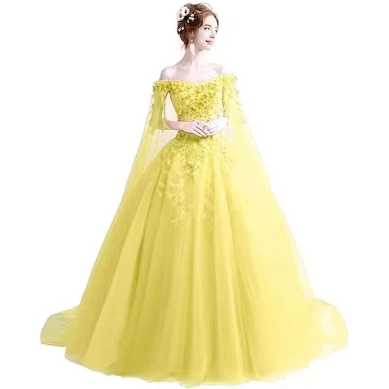 Floral Gown A-Line Evening Off-Shoulder