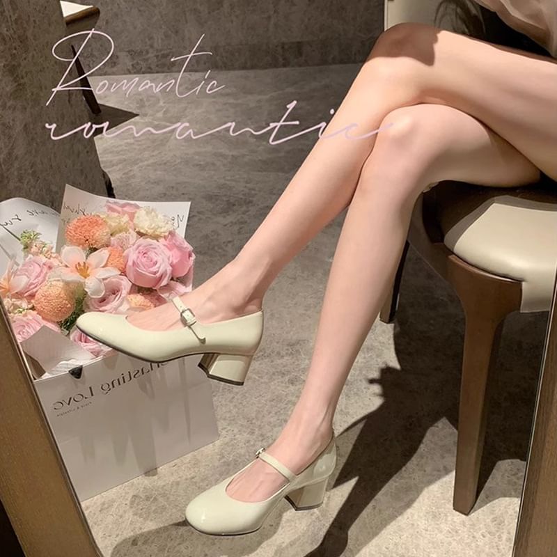 Mary Heel Pumps Chunky Jane