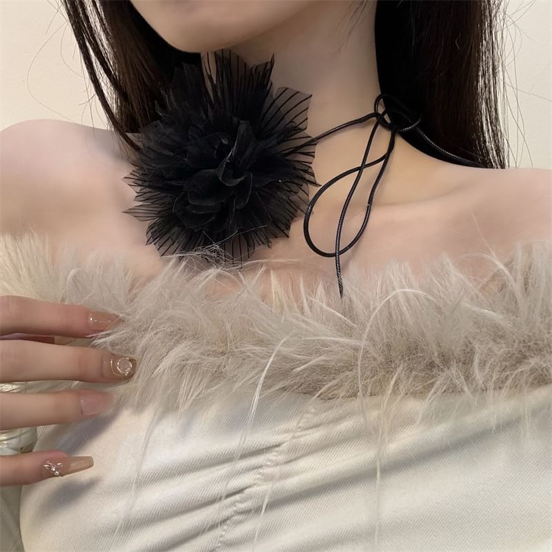 String Floral Choker Fabric