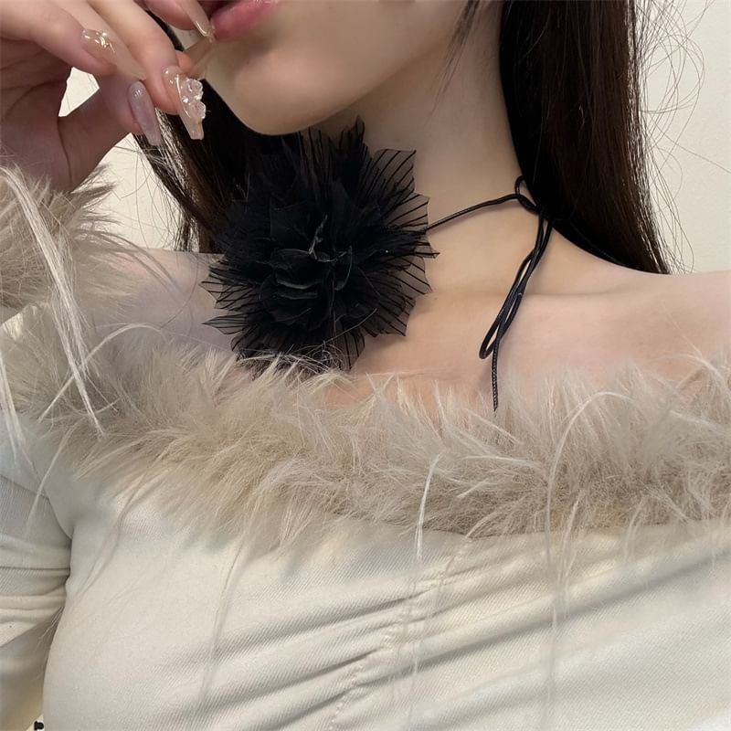 String Floral Choker Fabric