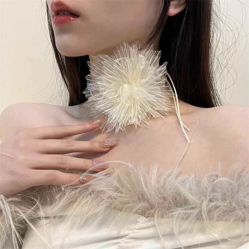 String Floral Choker Fabric