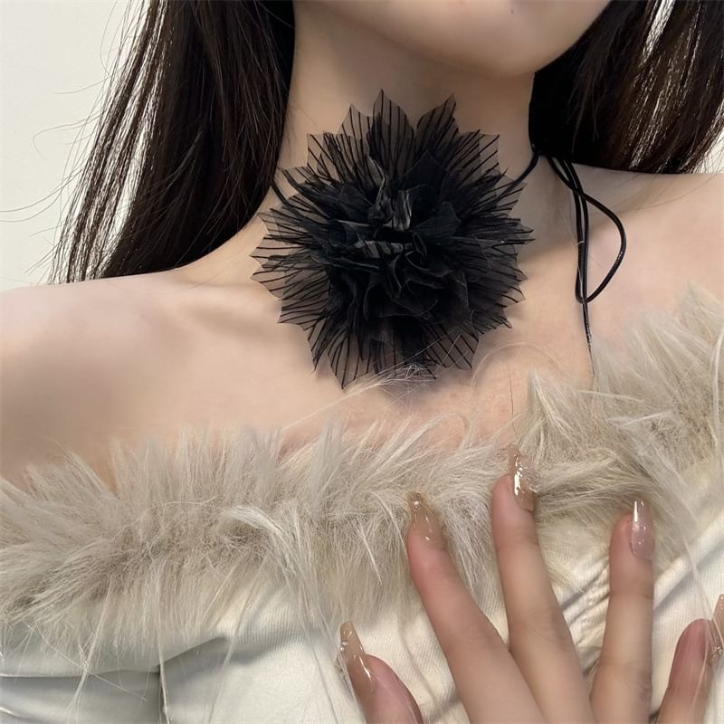 String Floral Choker Fabric