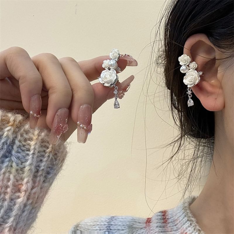 Cuff Floral Alloy Ear Pearl Faux