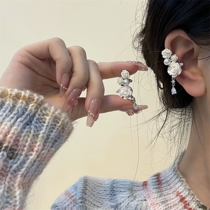 Cuff Floral Alloy Ear Pearl Faux