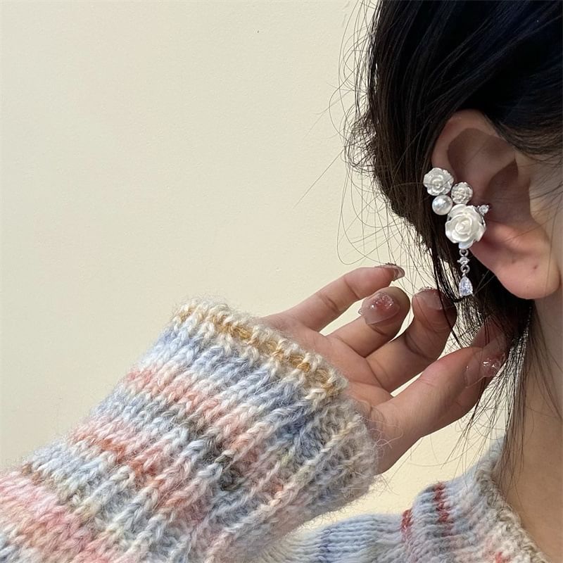 Cuff Floral Alloy Ear Pearl Faux
