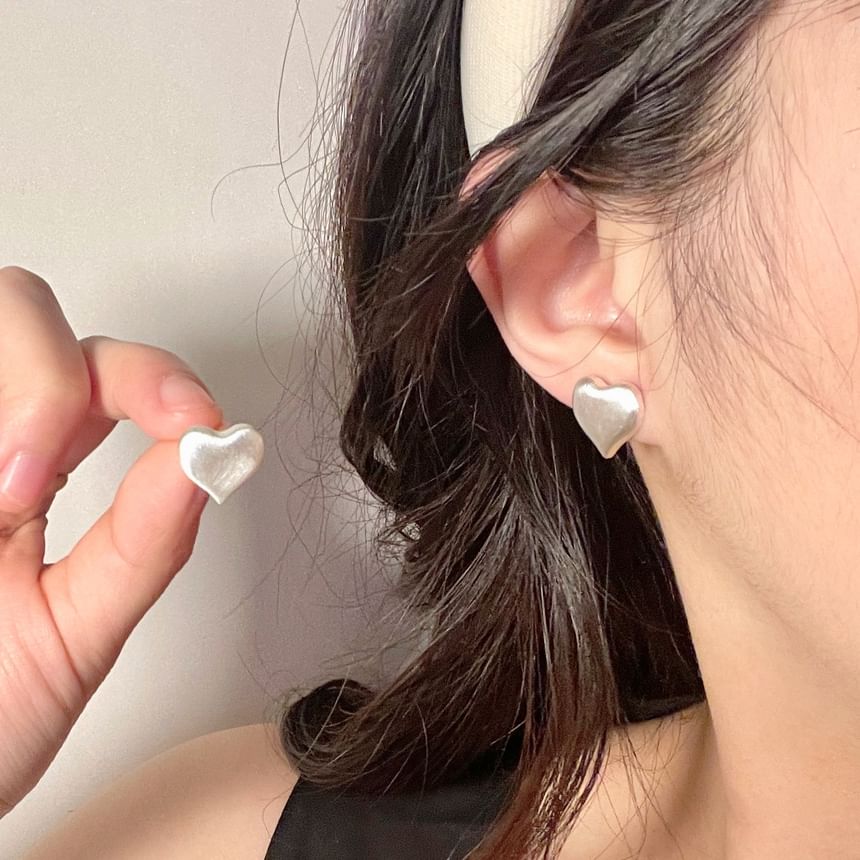 Earring Stud Heart Alloy