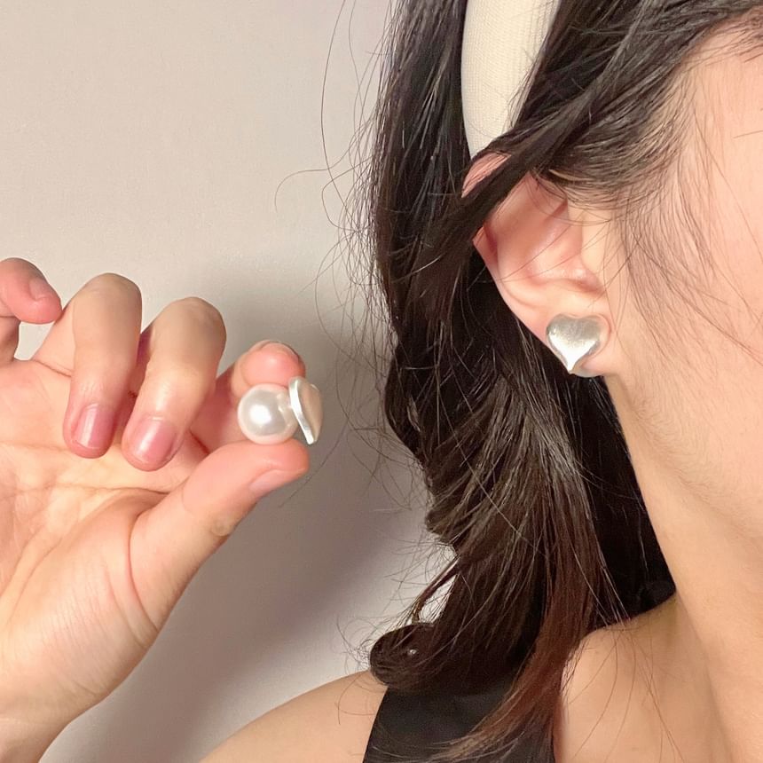 Earring Stud Heart Alloy