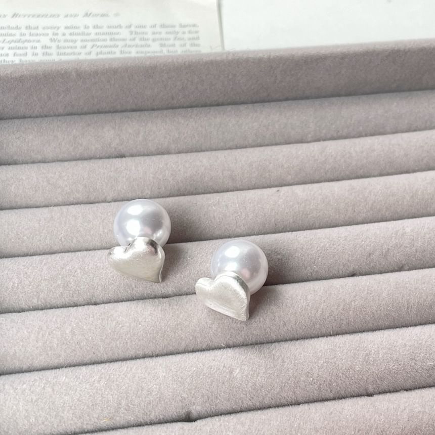 Earring Stud Heart Alloy