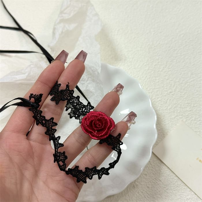 Fabric Rose Choker