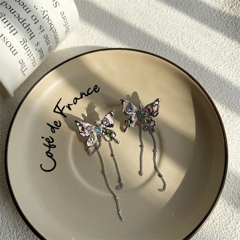 Earring Faux / Choker Alloy Butterfly Threader Leather