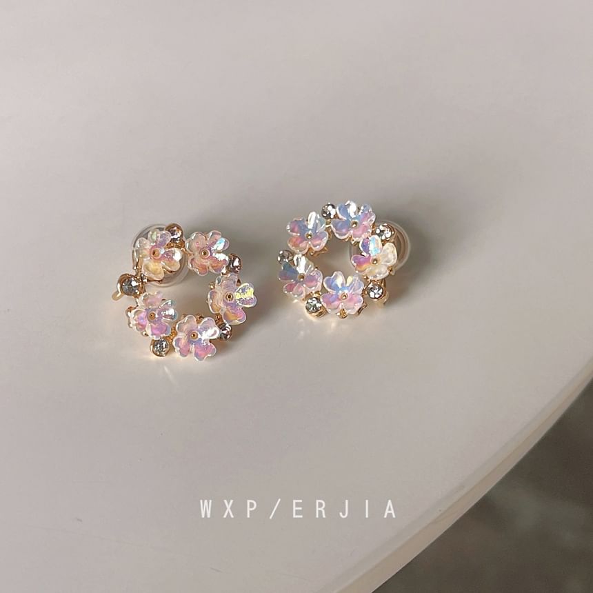 Hoop Alloy Floral Earring